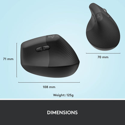 Logitech Lift Vertical Ergonomic Wireless Mouse for PC and Mac