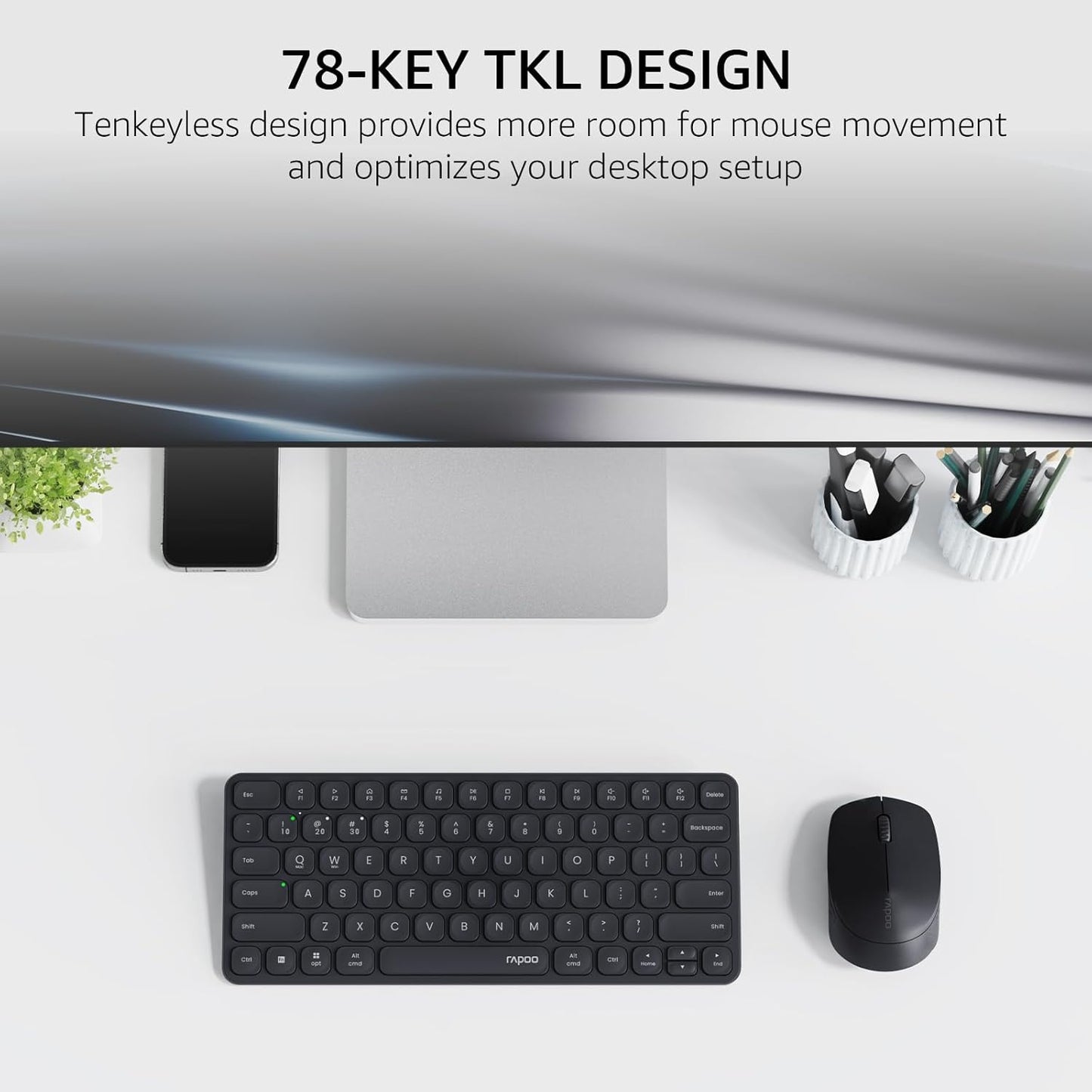 RAPOO 9010M Wireless Keyboard and Mouse, Multi-Device Combo for Windows and Mac