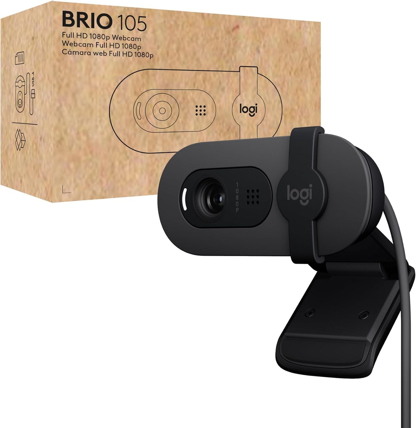 Logitech Brio 101 Full HD 1080p, Webcam for Meetings, Streaming and Video Calls on PC and Laptops