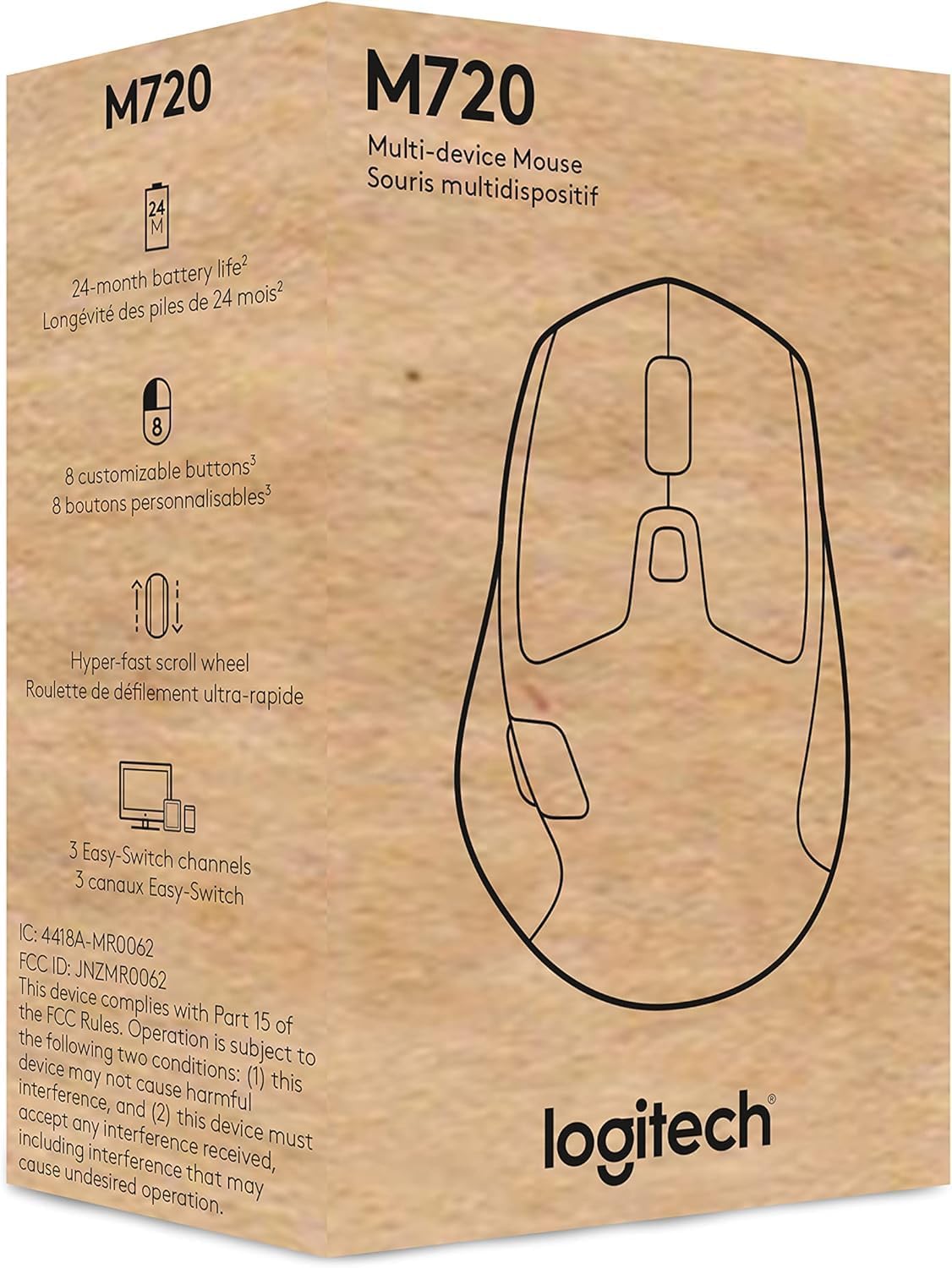 Logitech M720 Triathlon Wireless, Multi-Device Mouse for PC, Mac and Laptops