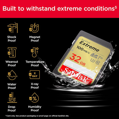 10 Pack SanDisk Extreme SDXC UHS-I SD Memory Card – U3, V30, C10, 4K UHD Compatible