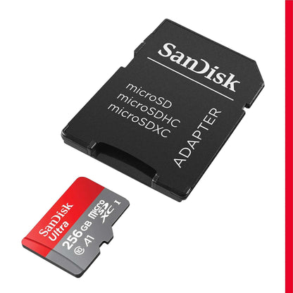 SanDisk Ultra MicroSDXC UHS-I Memory Card with adapter.