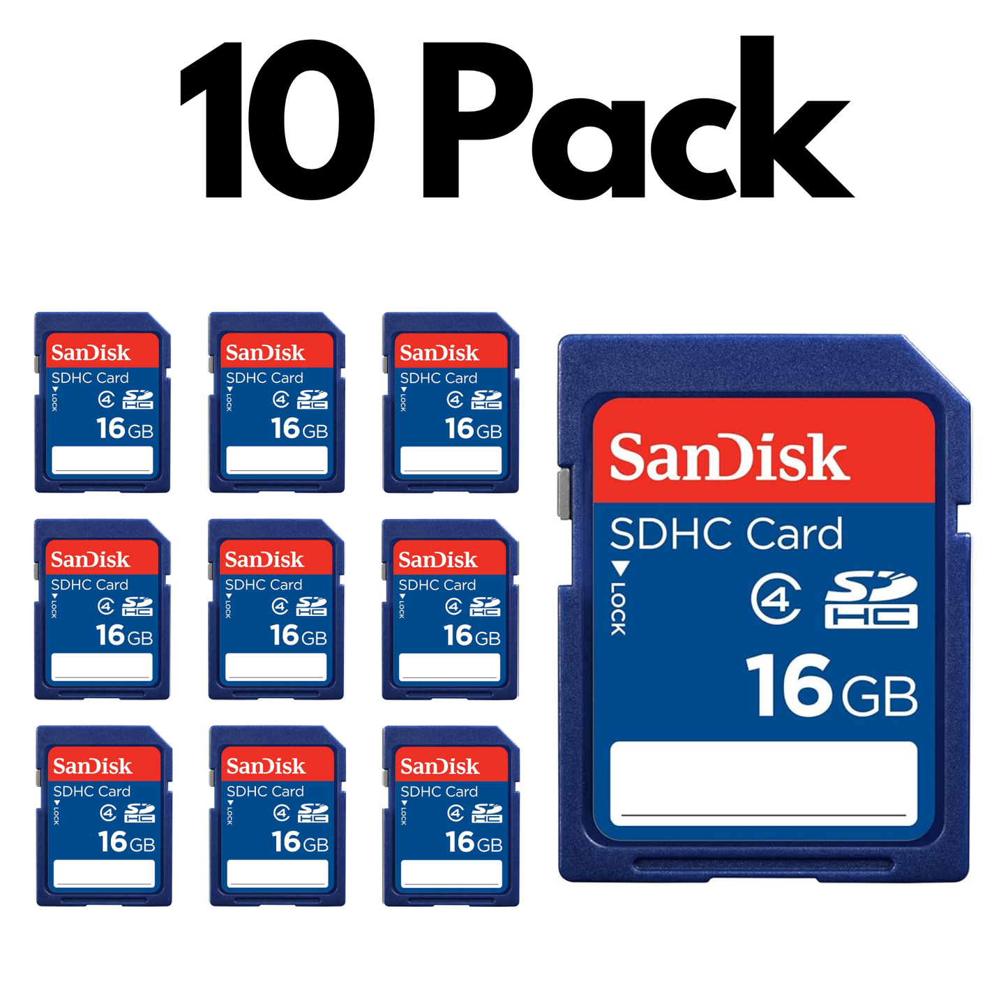 10 Pack 16 GB SanDisk SDXC Class 4 SD Memory Card – C4, Everyday Storage Compatible